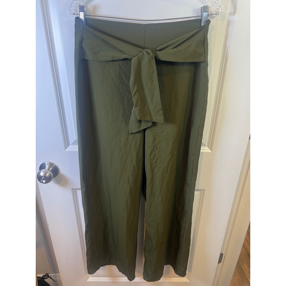 Gypsies & Moondust Womens Wide Leg Tie Front Belt Olive Green Large
